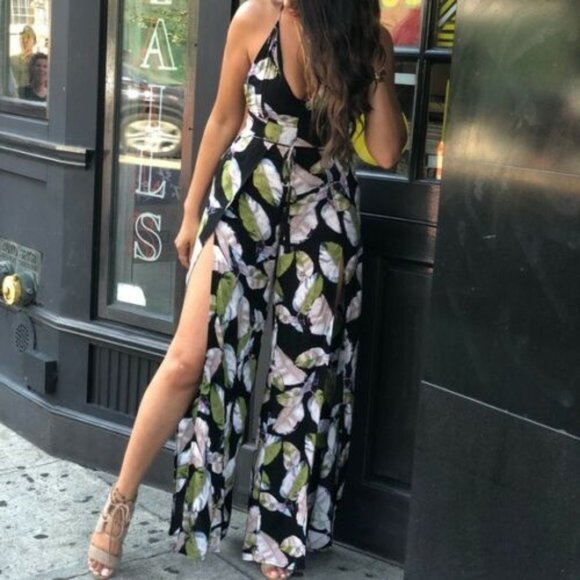 Lulus San Tropez Jumpsuit Black Print HW7760 - Picture 2 of 7